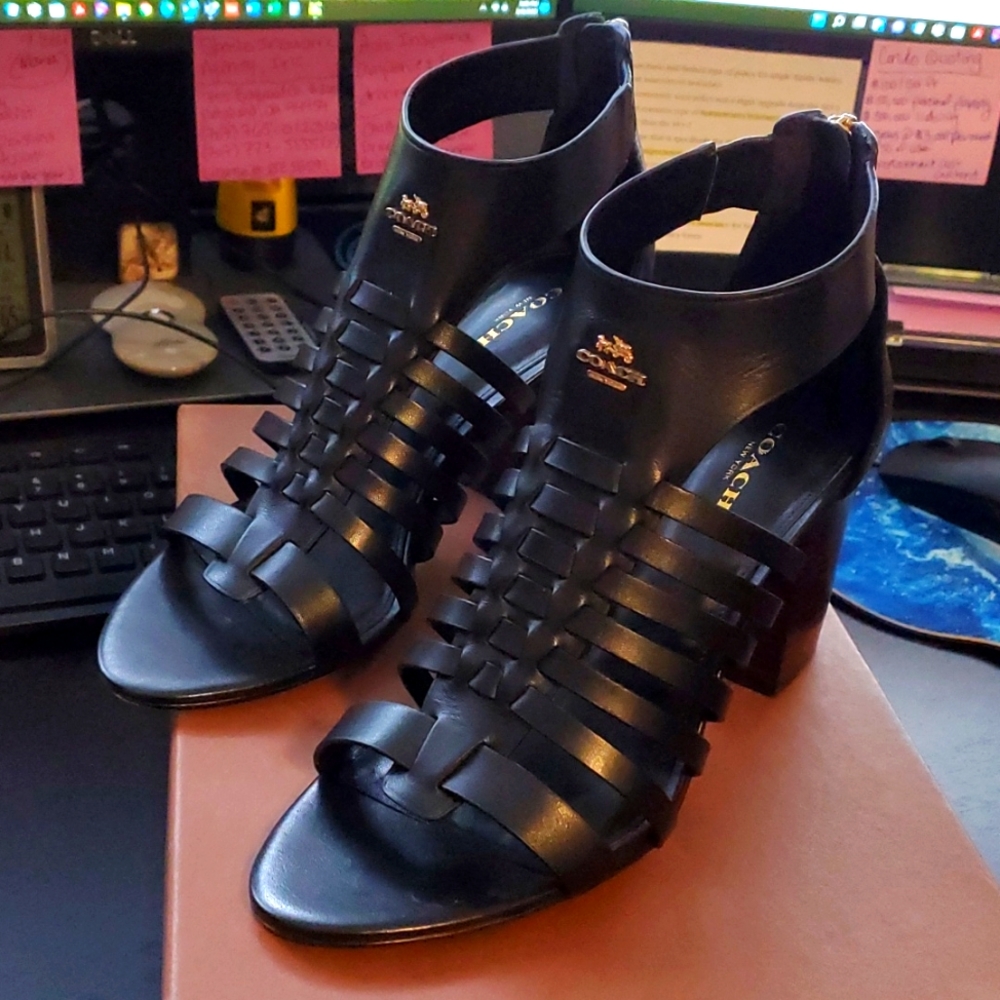 NIB Coach Leandra Sandal Size 8.5 Black Matte - Picture 2 of 7